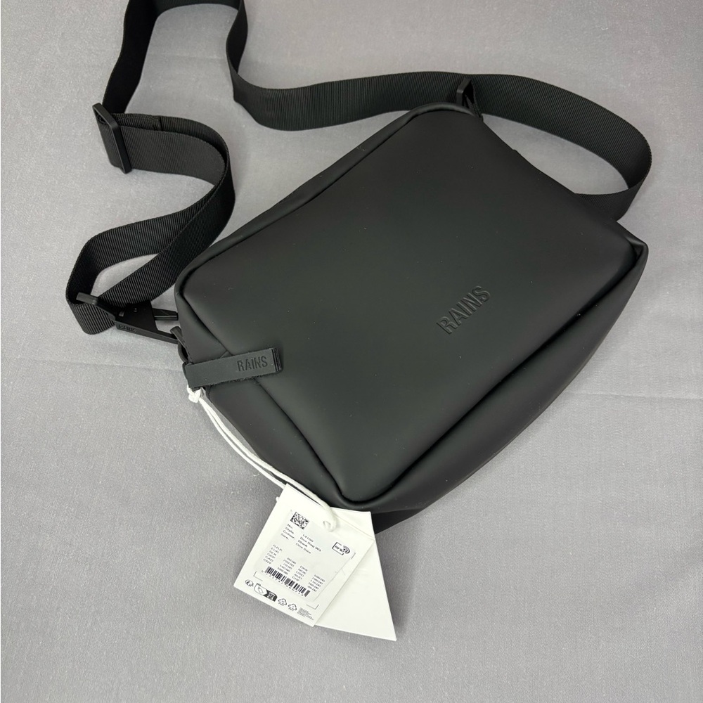 Rains Matte Black Belt Bag